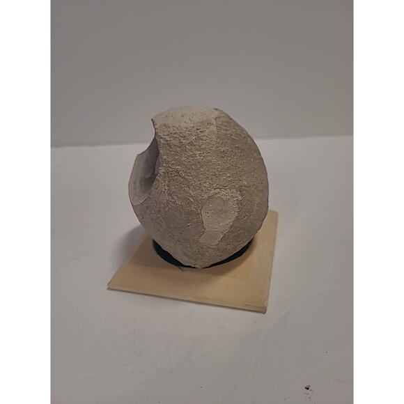 Owl Figurine Stone Primitive on Wooden Base Table Top Statue Gray - Picture 3 of 9